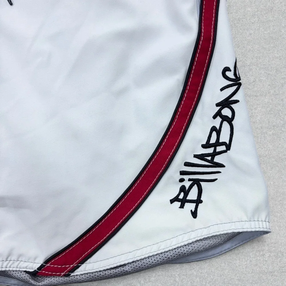 Vintage Billabong Andy Irons Boardshorts Mens 36 White Red Rising Sun Lined Y2K